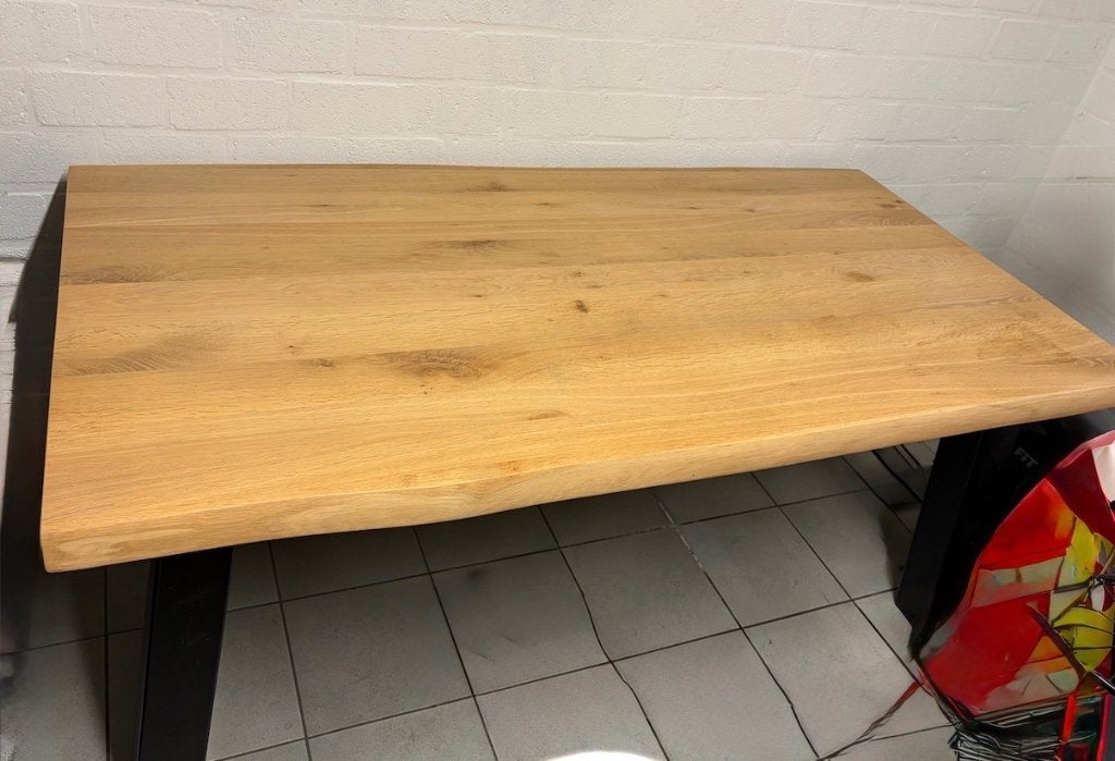 Mooie eiken boomstamtafel van Mister Tafel te koop, Ophalen, Eikenhout, 50 tot 100 cm, Zo goed als nieuw