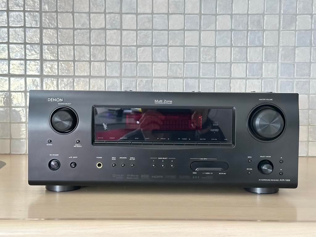 Denon AVR-1909 Receiver - Geluid niet hard, incl. microfoon, Ophalen, Denon, Niet werkend, 120 watt of meer
