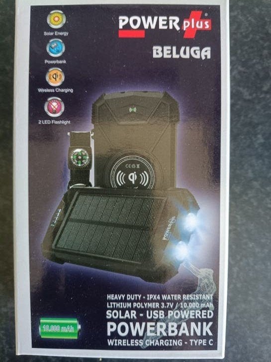 PowerPlus Beluga Solar Powerbank 10.000 mAh, Ophalen of Verzenden, Nieuw