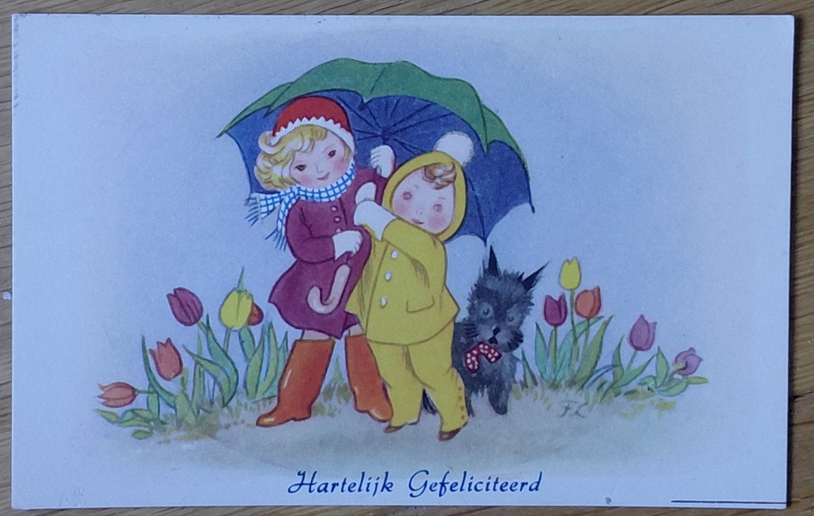 AK Onder moeders paraplu HG, Verzamelen, Ophalen of Verzenden, 1940 tot 1960, Ongelopen, Kinderen