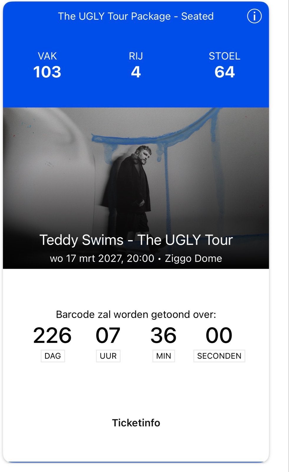 Teddy swims concert !! 1e ring !!, Tickets en Kaartjes, Concerten | Pop, Twee personen, Maart