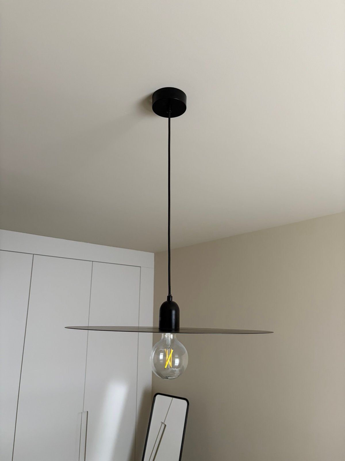 Design hanglamp plat zwart, Ophalen, Zo goed als nieuw