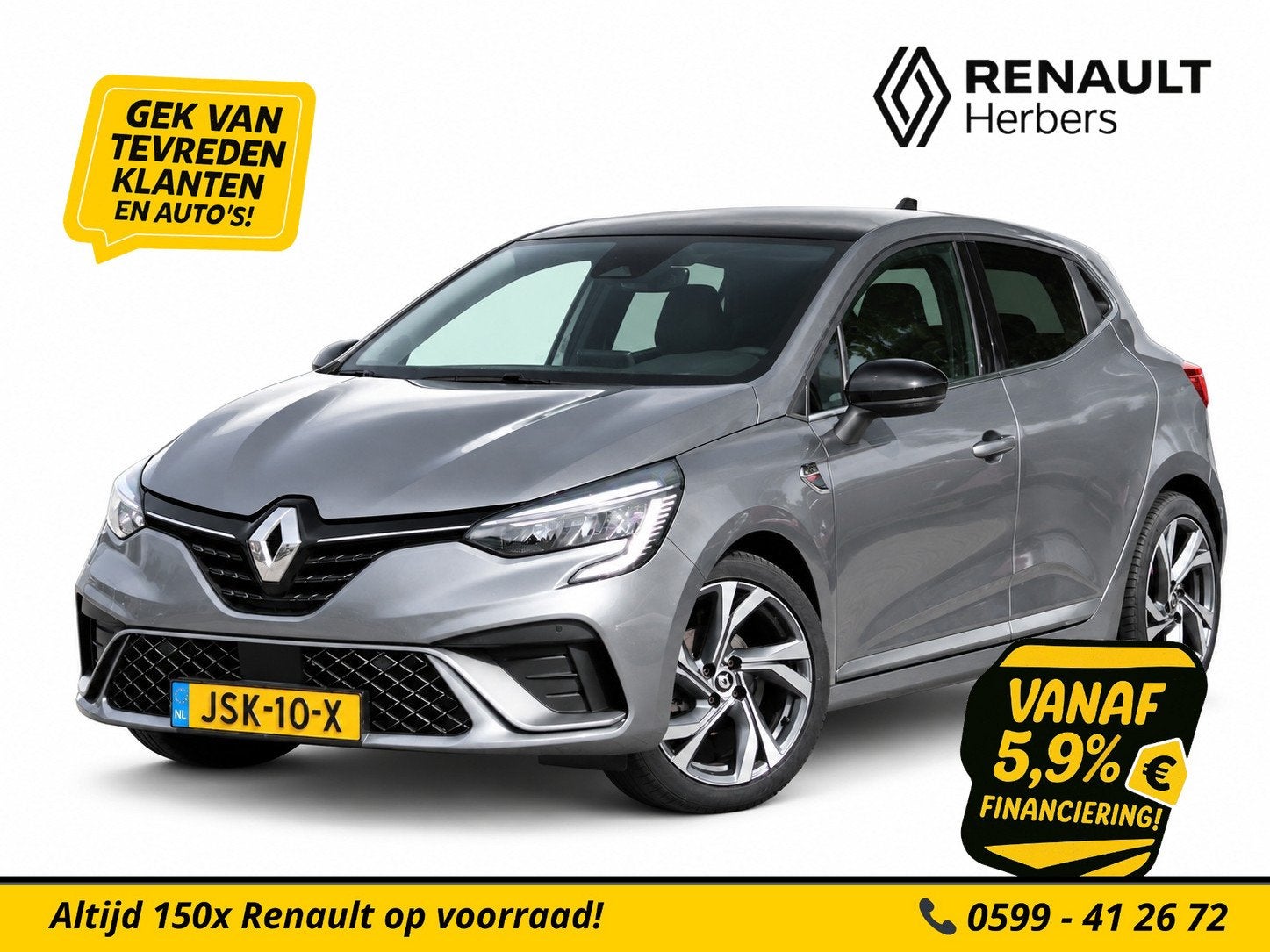Renault Clio 1.0 TCe 90 R.S. Line GROOT NAVI / LEER / STOEL, Auto's, Voorwielaandrijving, Gebruikt, 1057 kg, Bedrijf