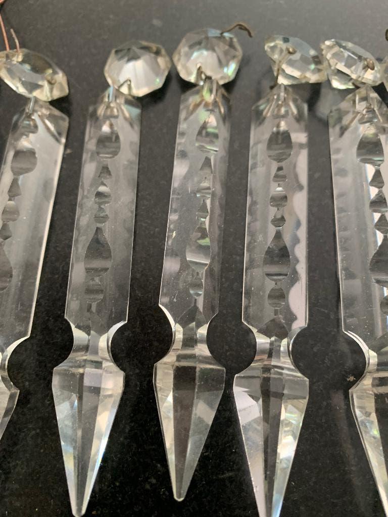 Antieke Art Deco kristal geslepen prisma glazen pegels, Ophalen of Verzenden