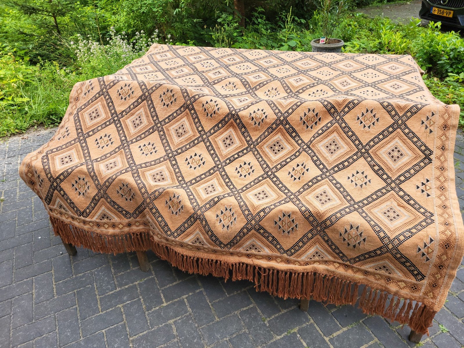 Groot Tunesisch handgemaakt tapijt - Uniek en authentiek, Gebruikt, Bruin, 200 cm of meer, Ophalen of Verzenden
