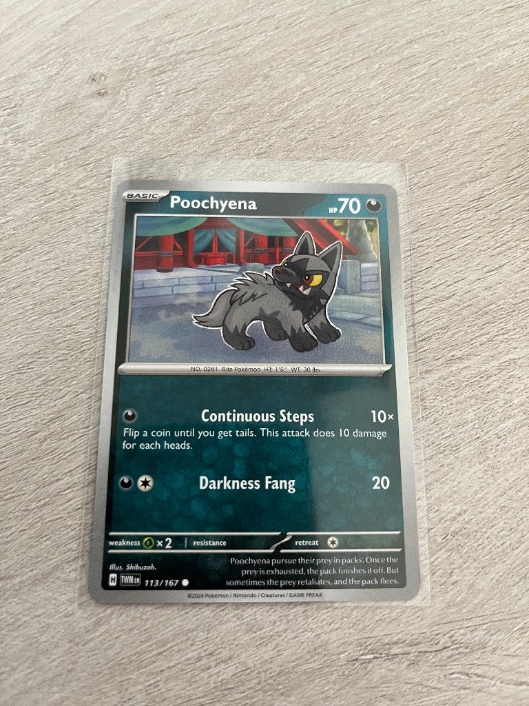 Poochyena 113/167 Twilight Masquerade - Pokémon Kaart, Ophalen of Verzenden, Nieuw, Losse kaart