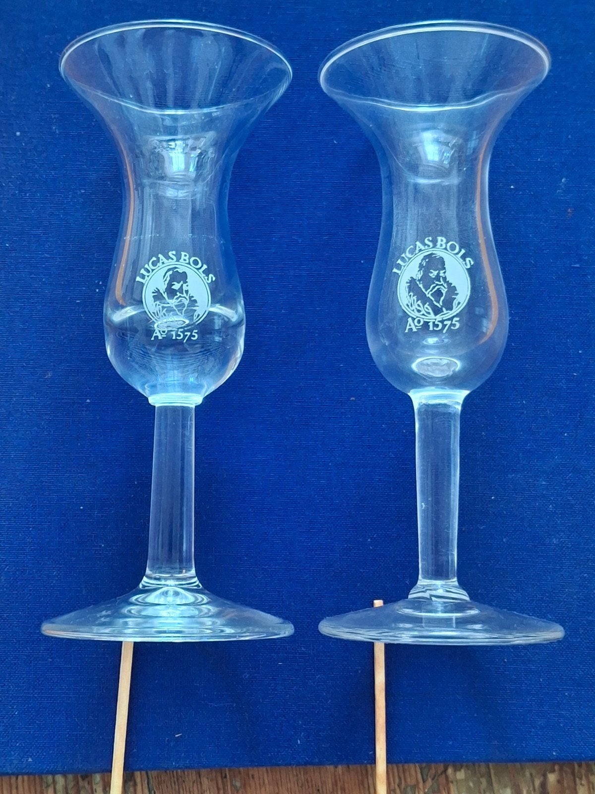 twee Lucas Bols jenever glaasjes (15), Verzamelen, Ophalen of Verzenden, Zo goed als nieuw, Borrel- of Shotglas