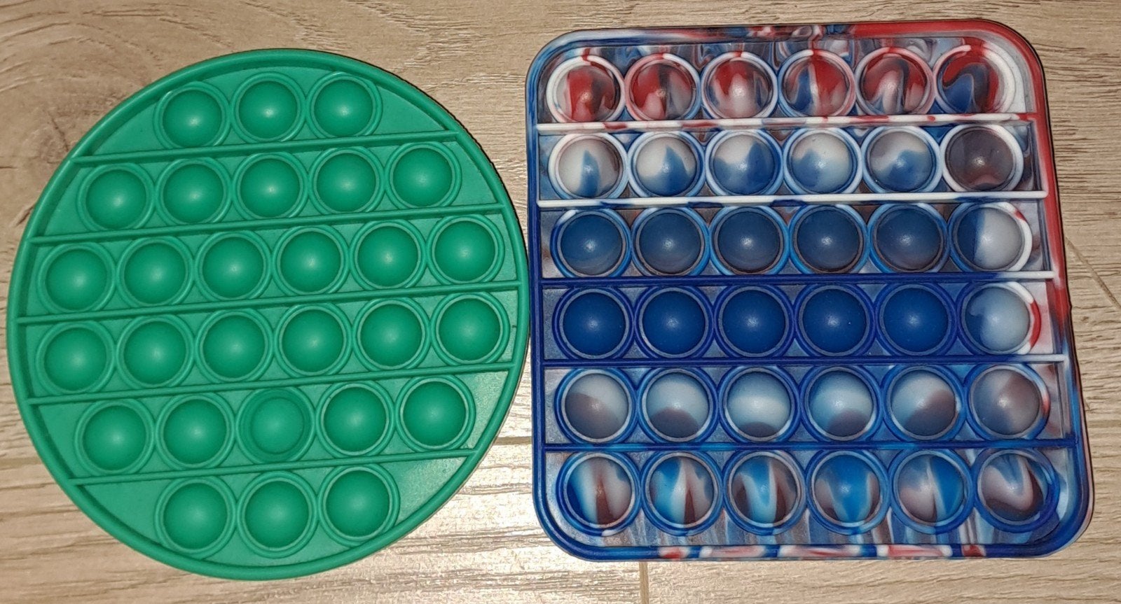 Pop It Fidget Speelgoed - Groen Rond en Blauw Vierkant, Ophalen