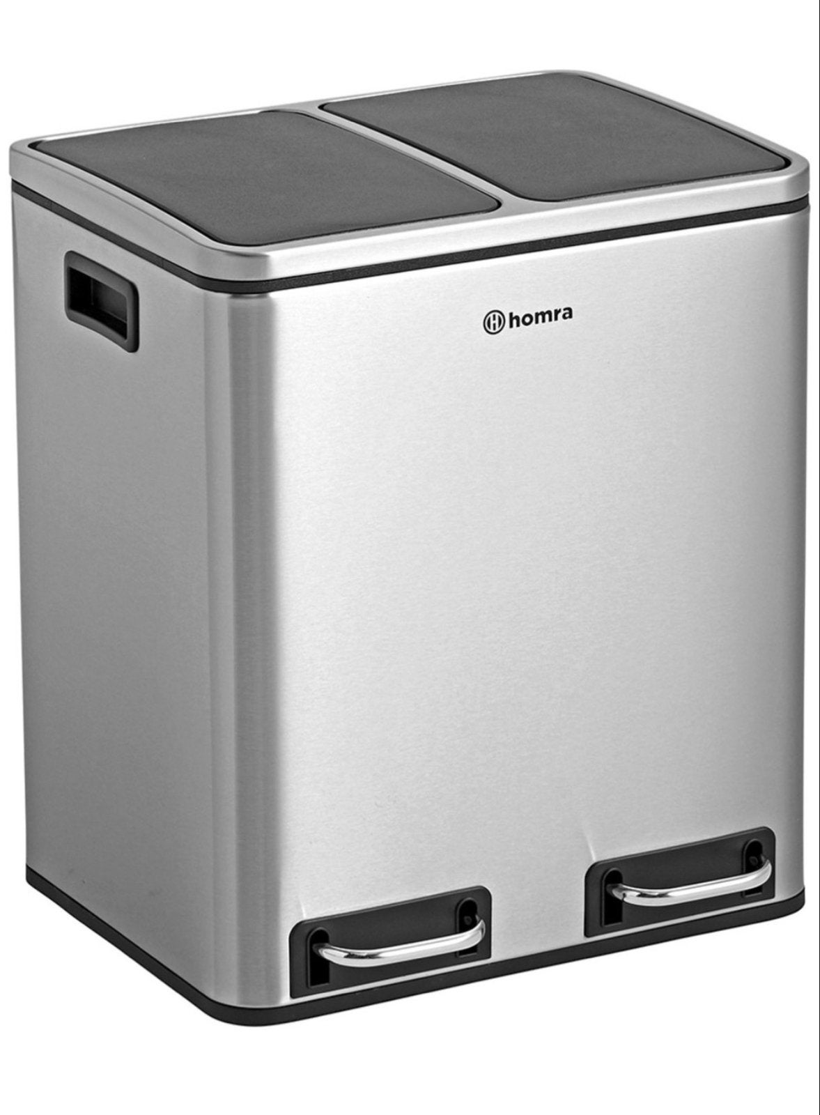 Homra RVS Afvalscheidingsprullenbak 30L (2x15L) met Pedaal, Ophalen, 50 – 75, Met pedaal, Nieuw