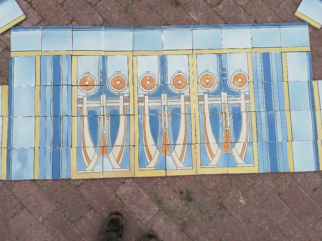 145x72,5 art deco tableau voor achter fornuis Maison Helman, Antiek en Kunst, Ophalen