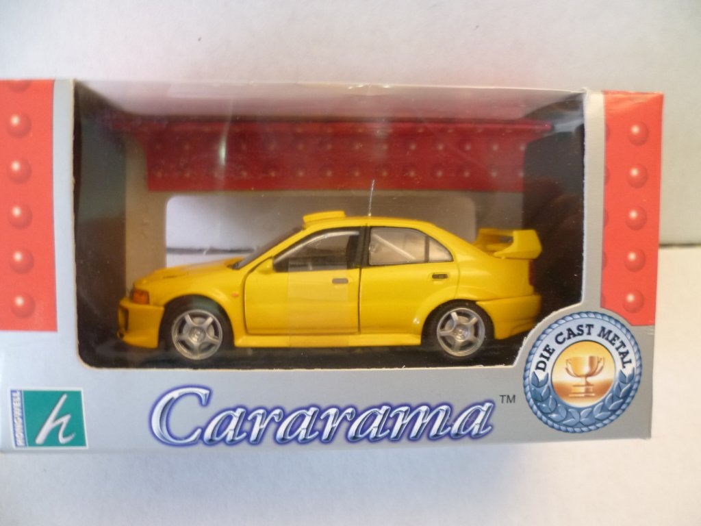 Cararama Mitsubishi Lancer geel 1:43 modelauto., Ophalen of Verzenden, Nieuw, Auto, Overige merken