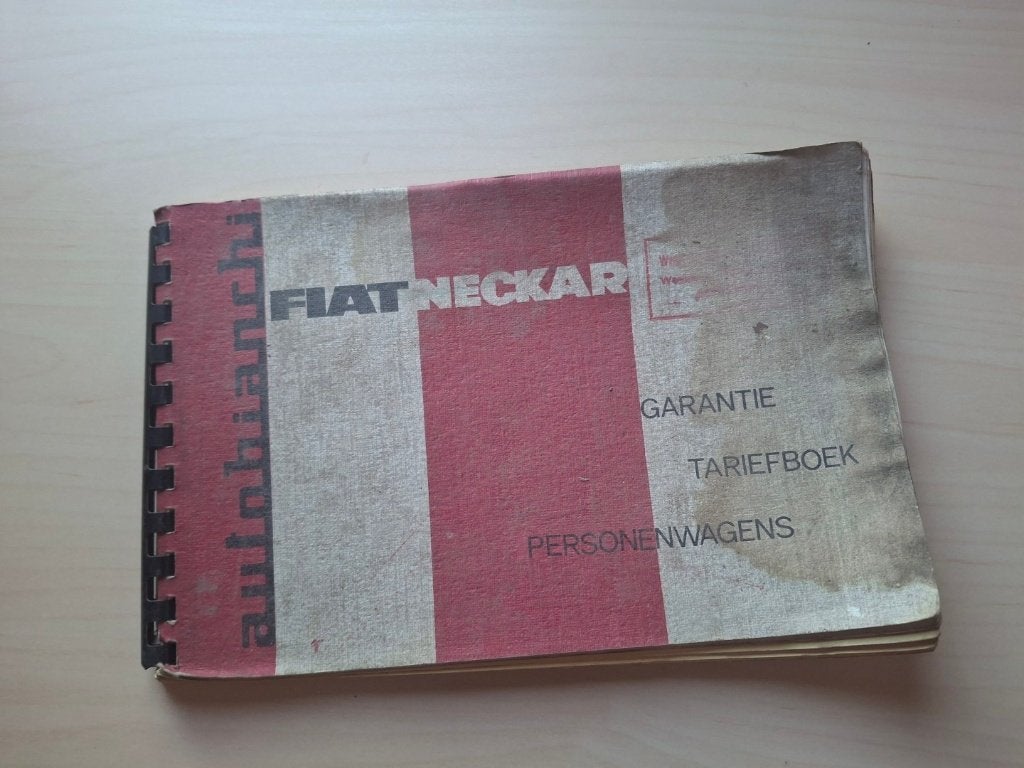 Autobianchi / Fiat Neckar Garantie Tariefboek Personenwagens, Ophalen of Verzenden, Overige merken