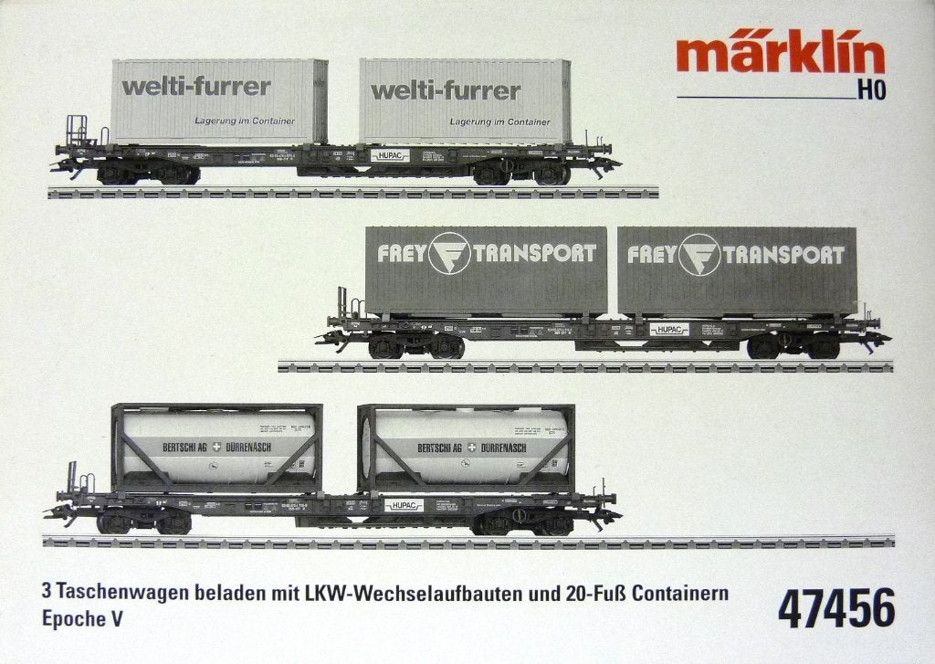 Märklin 47456 Set (3) Containerswagens SBB, Hobby en Vrije tijd, Modeltreinen | H0, Wisselstroom, Treinset, Nieuw, Ophalen of Verzenden