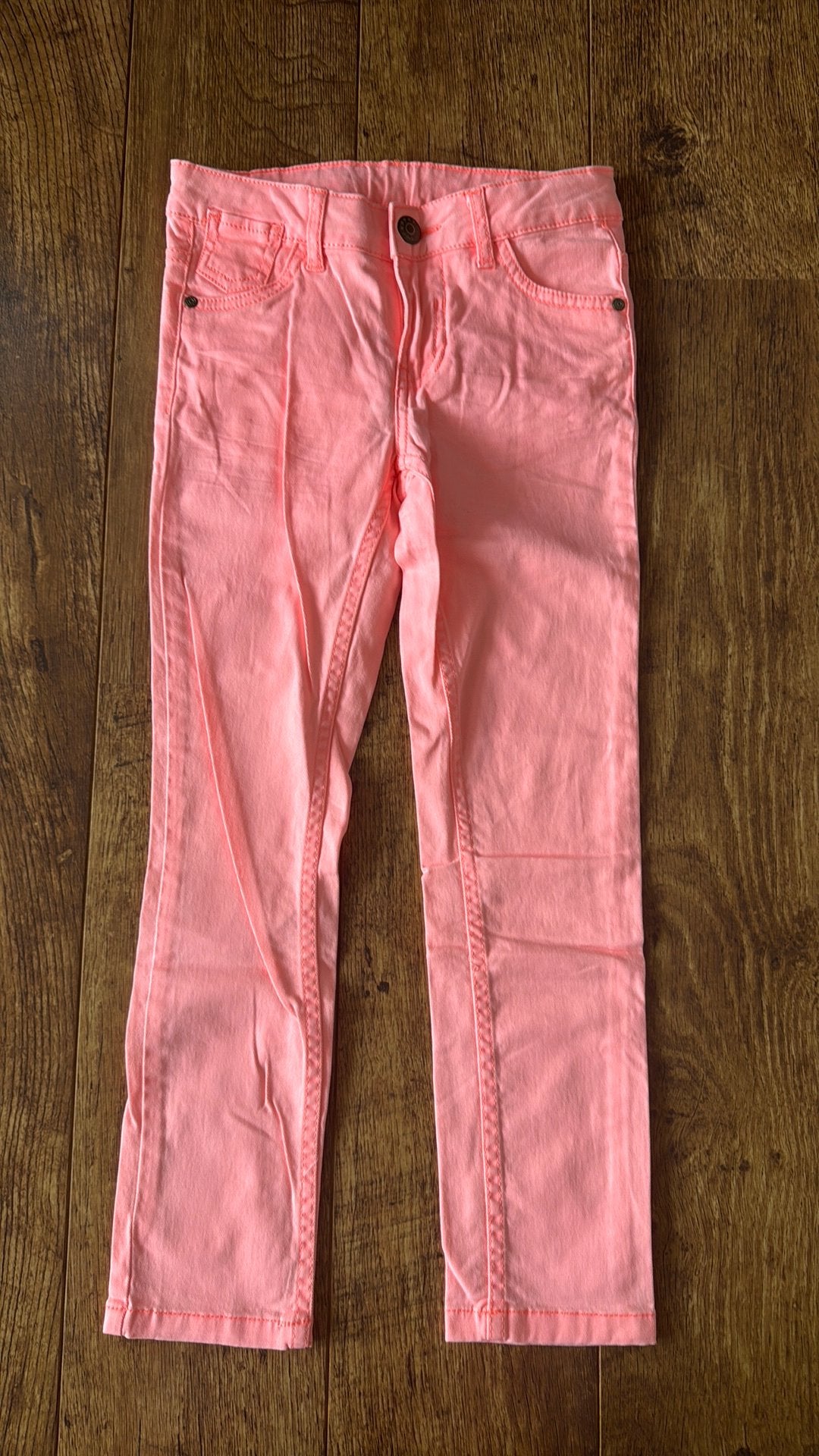 Neon Roze spijkerbroek van de HEMA 128, Ophalen of Verzenden, Zo goed als nieuw, Jongen of Meisje, Broek