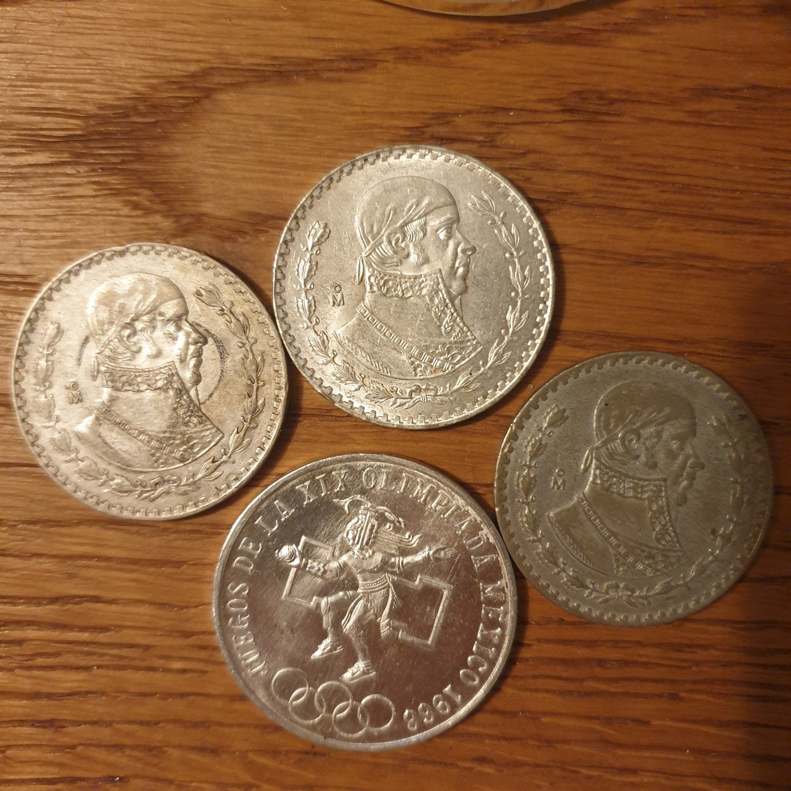 4 Mexicaanse munten, waaronder Olympische Spelen 1968, Postzegels en Munten, Ophalen of Verzenden, Noord-Amerika, Setje, Zilver