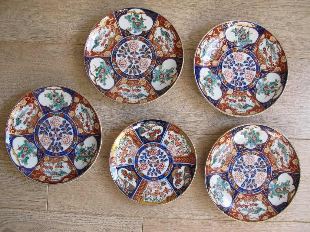 Gold Imari Hand Painted-5 Japanse Arita bordjes–div.formaat, Ophalen of Verzenden