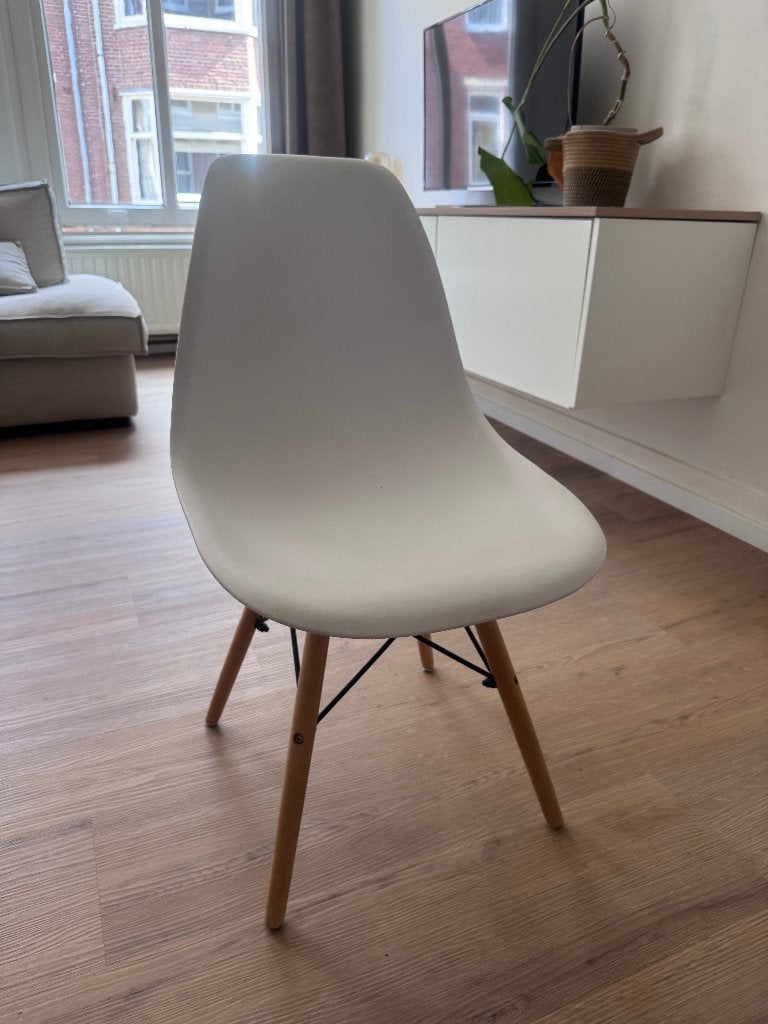 6x Witte Kuipstoel, Ophalen, Hout, Wit, Zo goed als nieuw