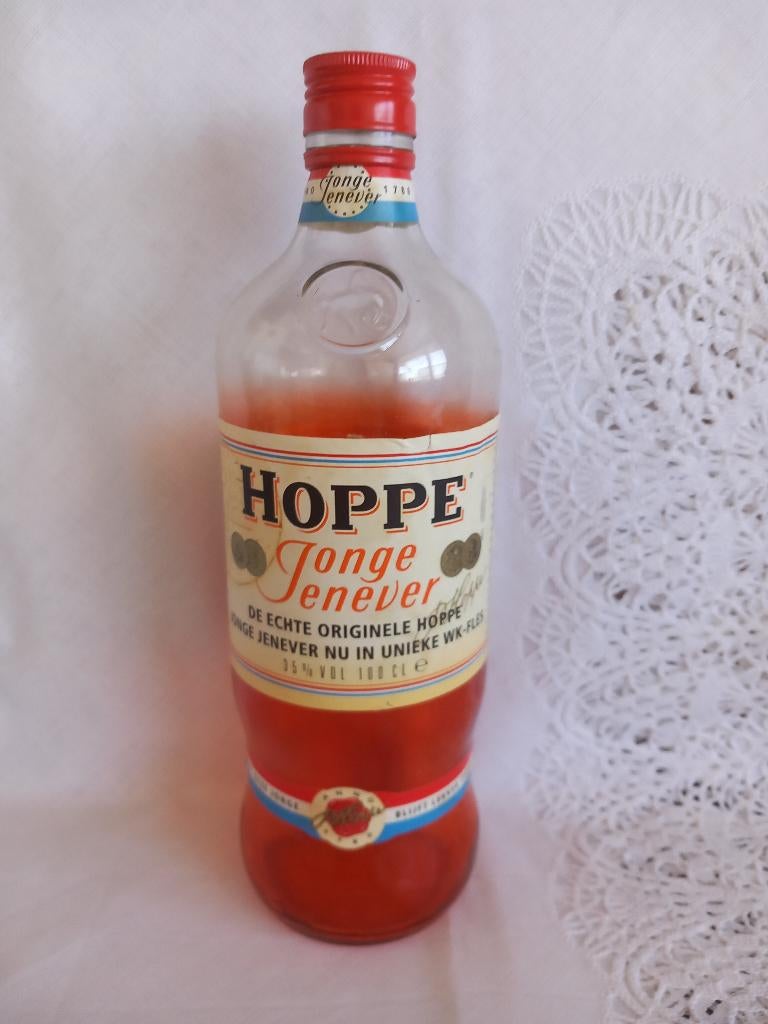 Voetbal WK 1998 lege Hoppe jenever fles., Ophalen of Verzenden, Zo goed als nieuw, Buitenlandse clubs, Overige typen