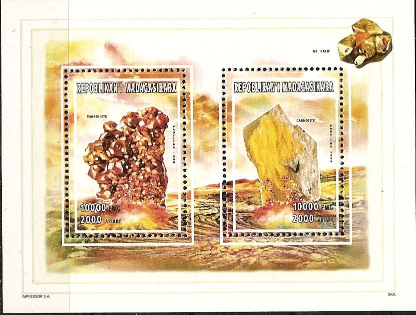 Madagskar, blok mineralen, Verzenden, Postfris, Overige thema's
