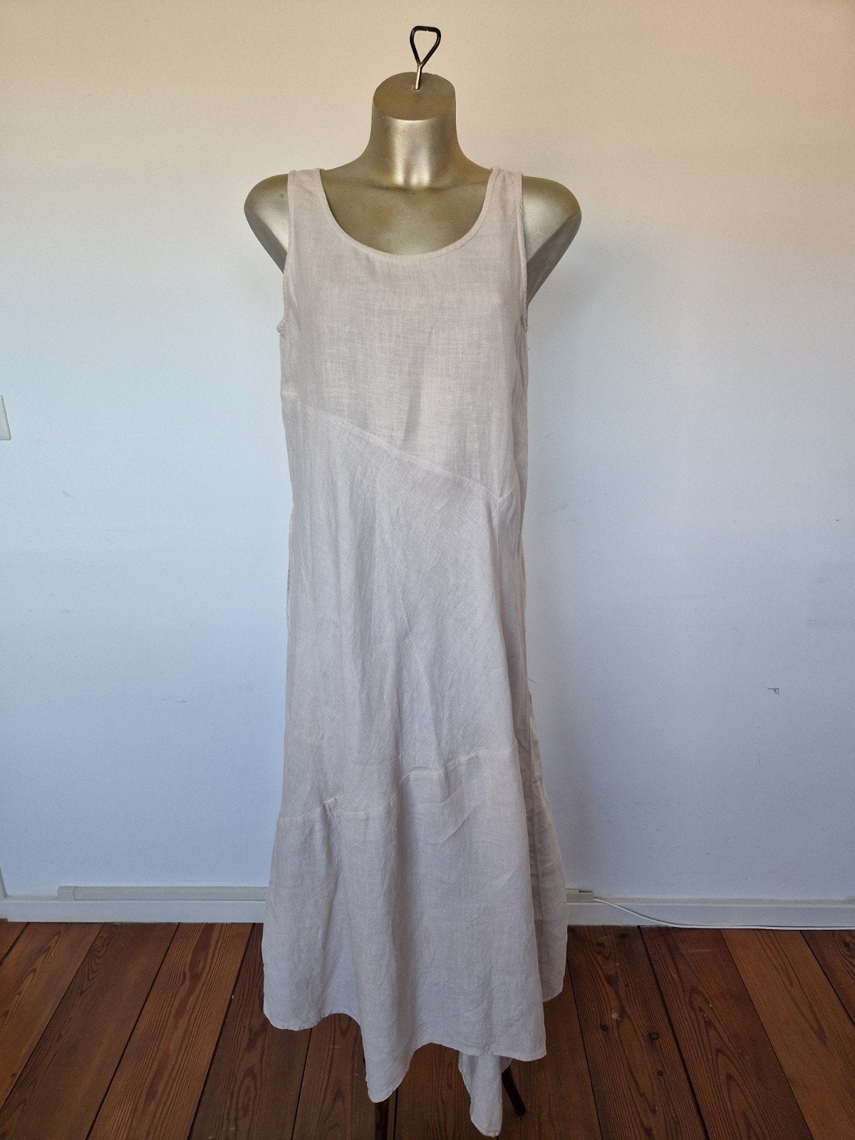 Oska 100% Linnen Asymmetrische Jurk met Zak - Maat M, Maat 38/40 (M), Beige, Ophalen of Verzenden, Gedragen