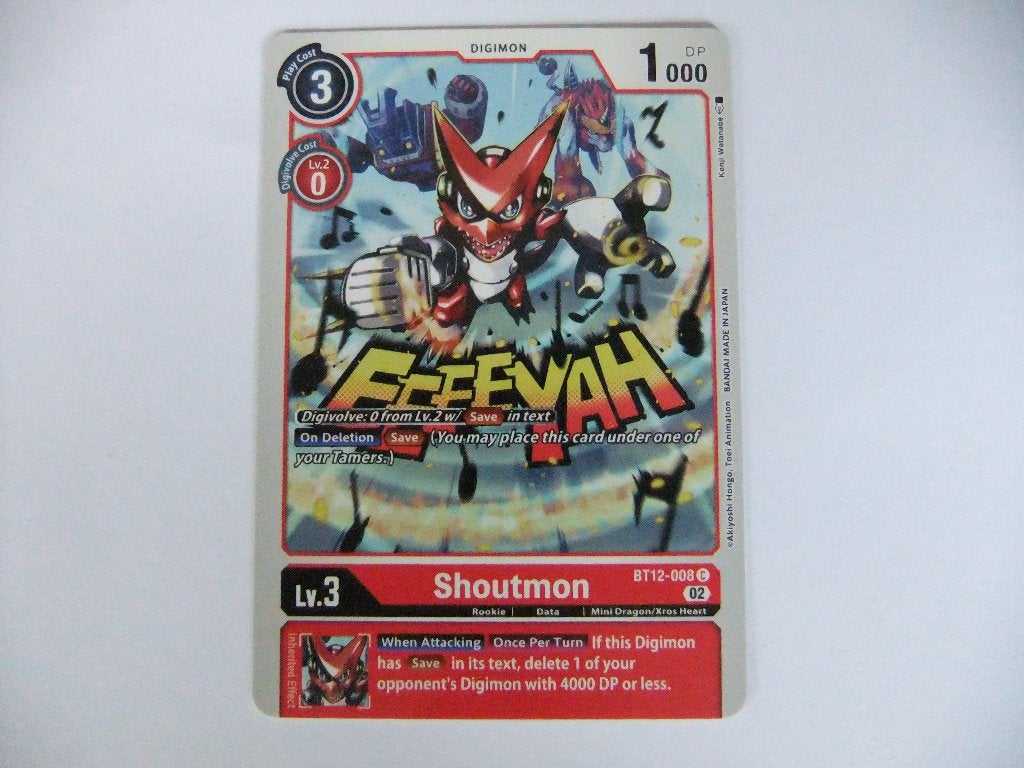 Digimon Card Game Shoutmon BT12-008 R, Hobby en Vrije tijd, Verzamelkaartspellen | Overige, Zo goed als nieuw, Losse kaart, Verzenden