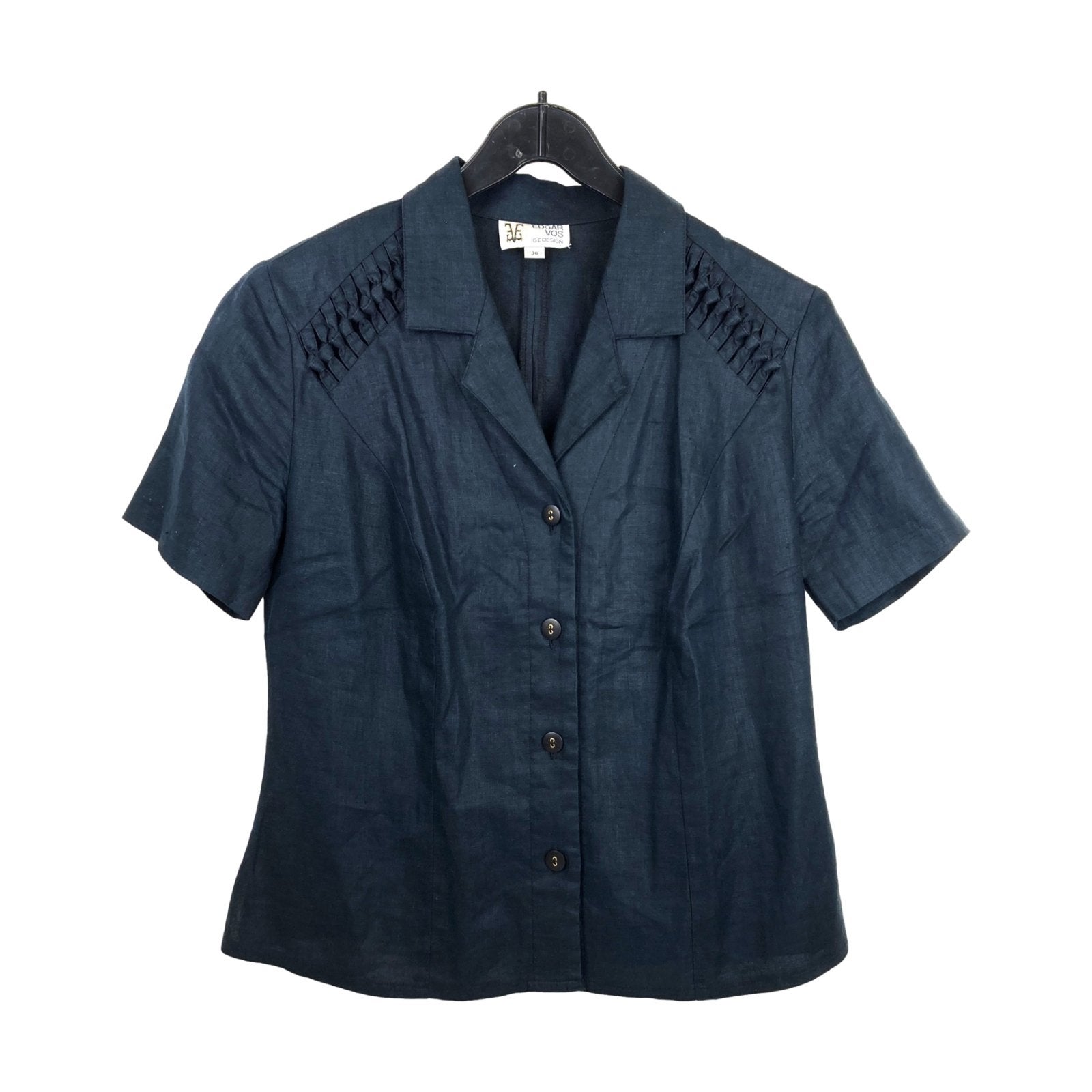 Edgar Vos – Dames blouse k. mouw – d. blauw – Maat 36, Kleding | Dames, Blouses en Tunieken, Blauw, N.v.t., N.v.t., Ophalen of Verzenden