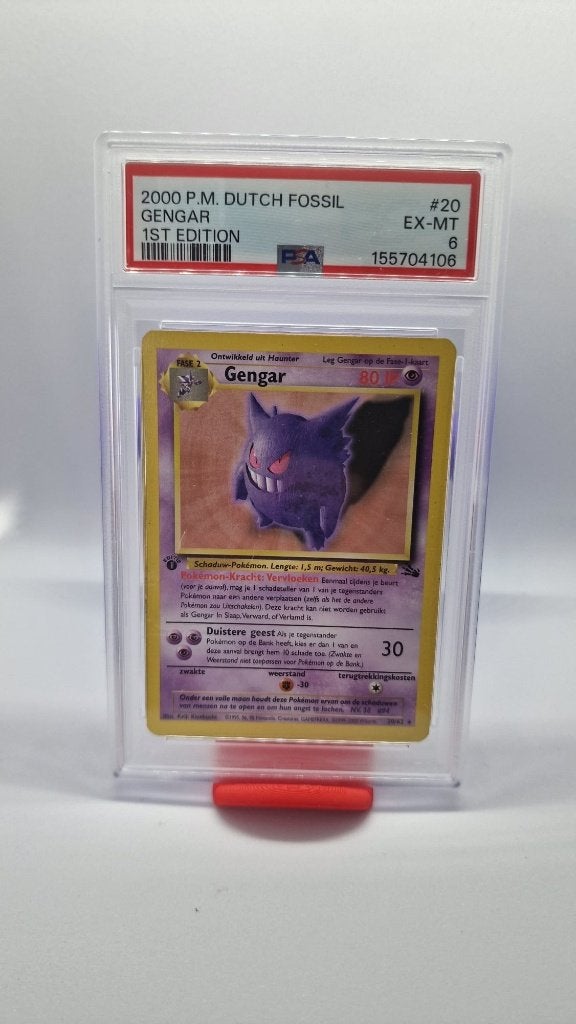 Gengar 1st Edition 20 – PSA 6, Ophalen of Verzenden, Nieuw, Losse kaart