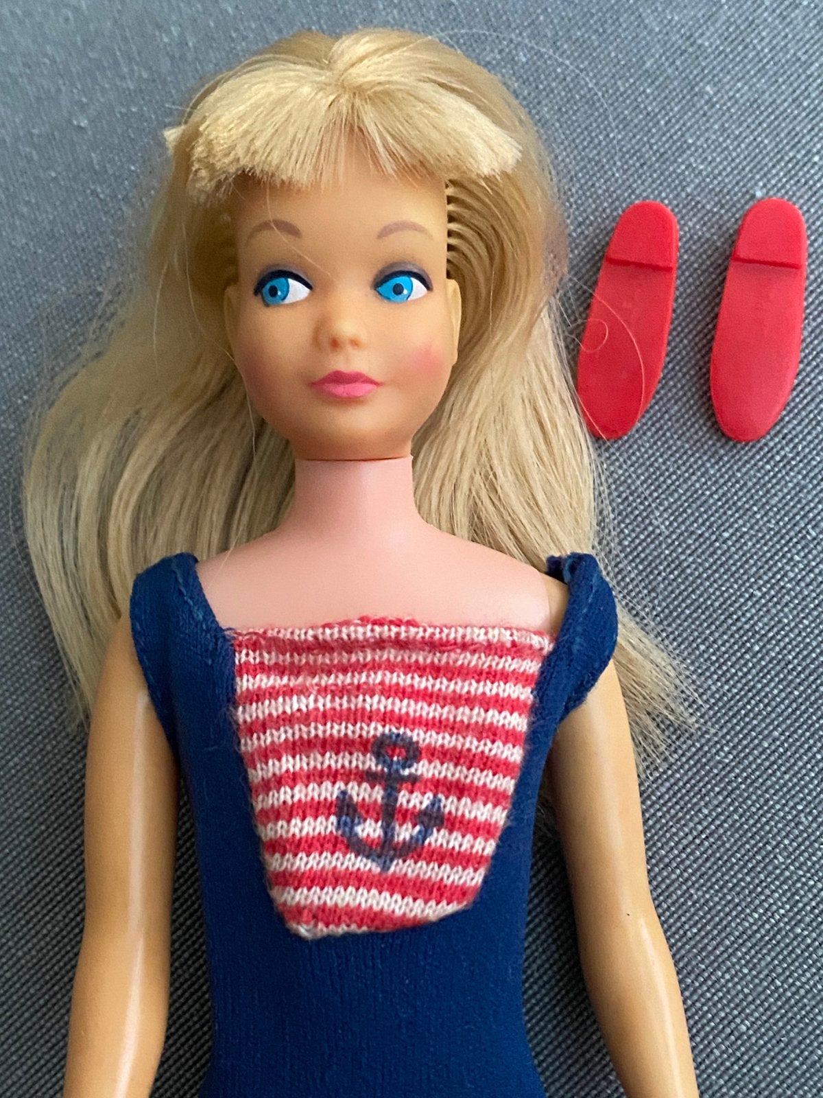 Vintage Barbie Skipper ‘65 BL Pink Skin bendable leg Mattel, Verzenden, Pop