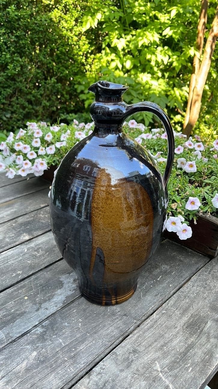 Oude Kruik steengoed geglazuurd 36cm hoog puntgaaf, Ophalen of Verzenden