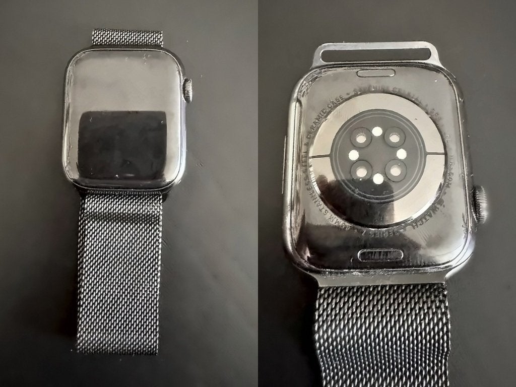 Apple Watch Series 7 45mm RVS Graphite GPS + Cellular, Gebruikt, IOS, Ophalen of Verzenden, Stappen