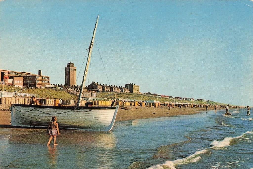 Zandvoort, Strandgezicht met Uitzichttoren (klein formaat), Ophalen of Verzenden, 1960 tot 1980, Ongelopen, Noord-Holland