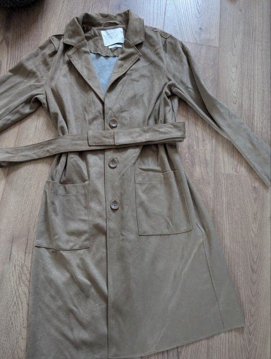 Yaya suedine trenchcoat, joggingstof voering, Maat 38/40 (M), Bruin, Ophalen of Verzenden, Zo goed als nieuw