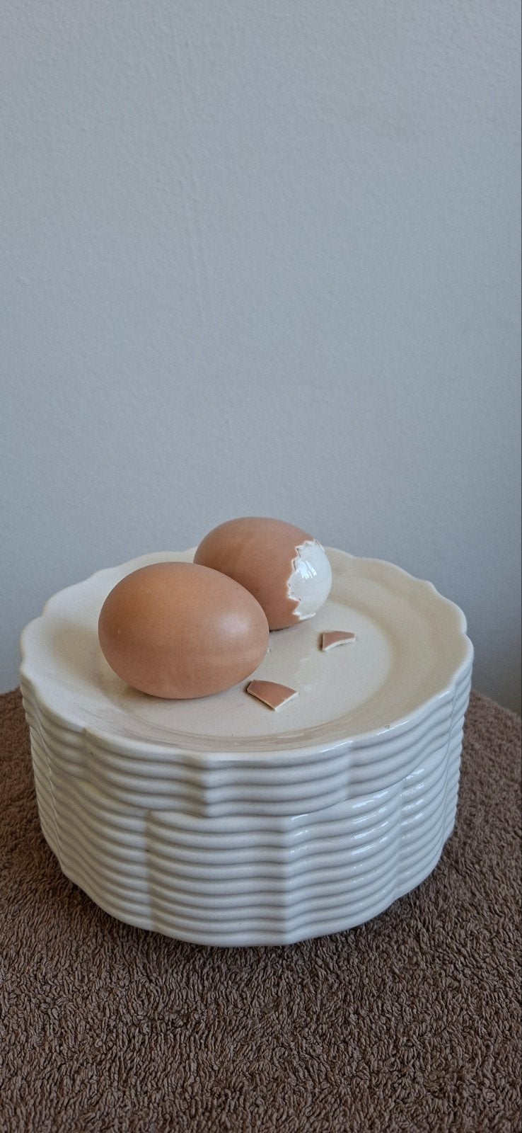 Trompe l'Oeil Pot met Eier Deksel, Antiek en Kunst, Ophalen of Verzenden