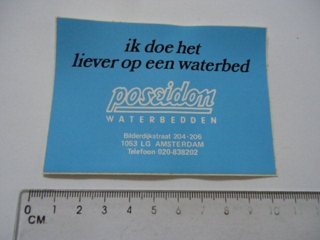 sticker oud Poseidon waterbed waterbedden vintage bilderdijk, Verzenden, Zo goed als nieuw, Bedrijf of Vereniging