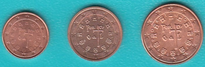 Portugal 1, 2 en 5 eurocent 2003 UNC in munthouders -schaars, Postzegels en Munten, Munten | Europa | Euromunten, Ophalen of Verzenden