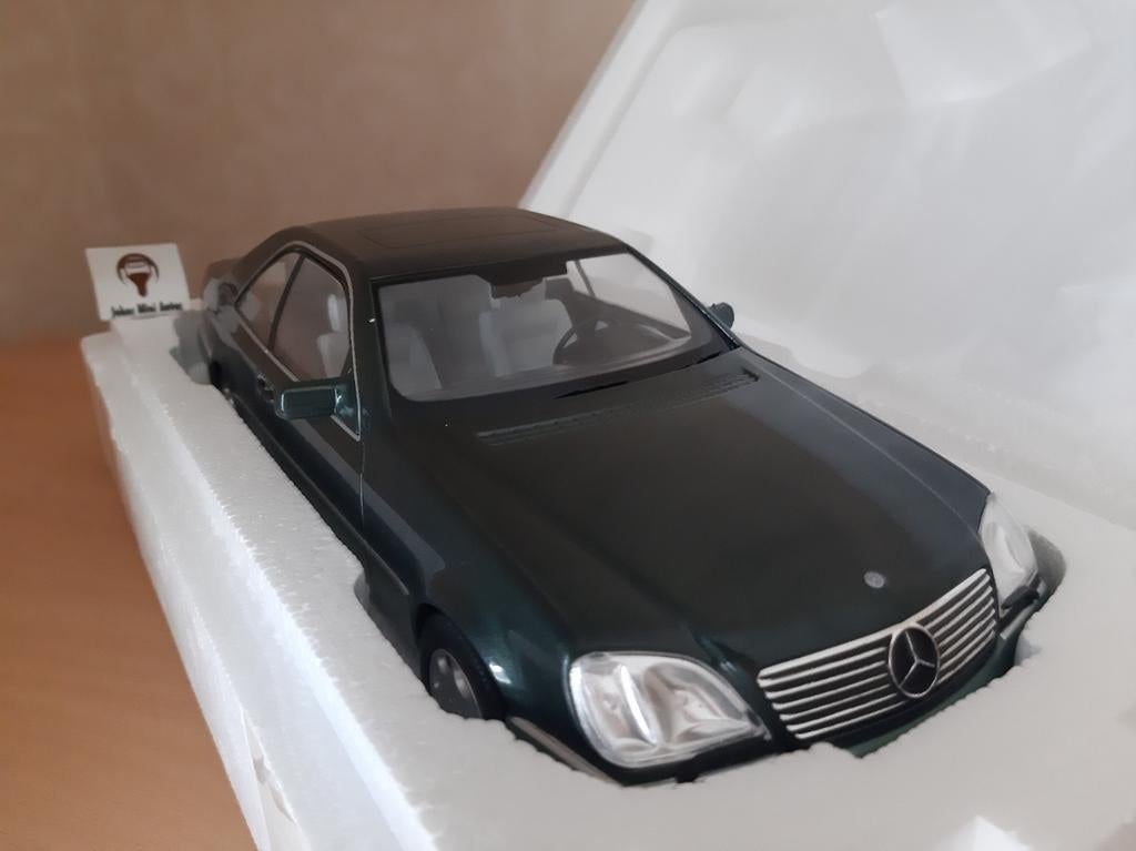 Mercedes Benz 600 SEC C140 1992 Donkergroen Metallic 1:18, Hobby en Vrije tijd, Modelauto's | 1:18, Overige merken, Auto, Nieuw
