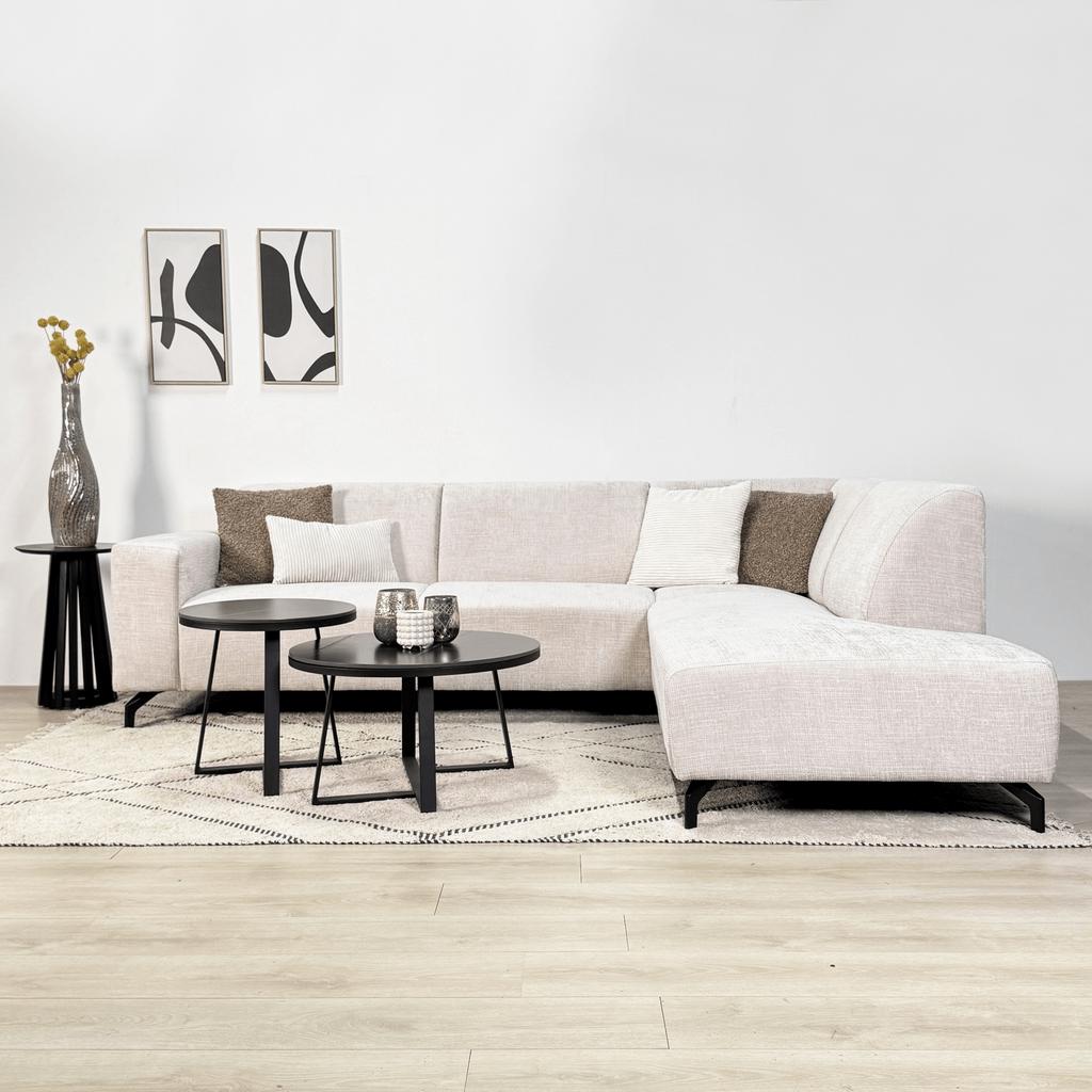 Hoekbank beige of taupe chenille met longue 274/210cm, Dimehouse, 250 tot 300 cm, Jules Verneweg 24 Emmen, Verzenden