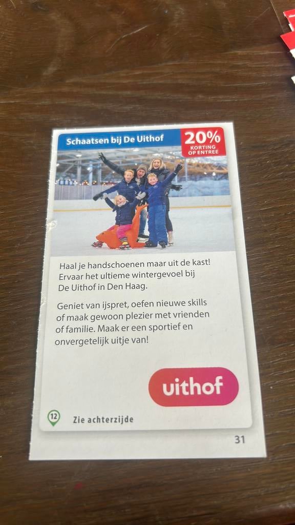 Schaatsen bij de uithof 20% korting op entree, Tickets en Kaartjes, Eén persoon, Kortingsbon