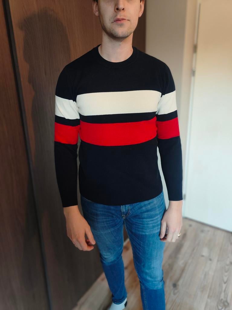 Trui heren gestreept S M H&M, Kleding | Heren, Truien en Vesten, Zo goed als nieuw, Maat 48/50 (M), Blauw, Ophalen of Verzenden