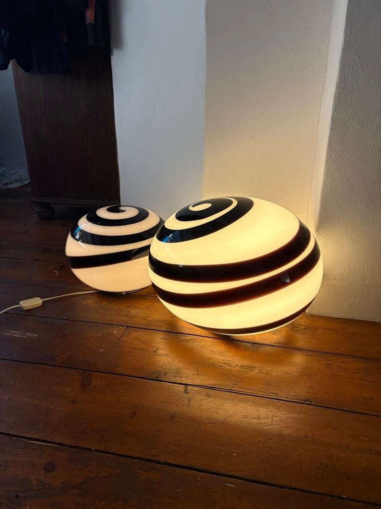 Ilu di Vetro designlampen - Zwart wit spiraal, Verzenden, Gebruikt, Glas, Minder dan 100 cm