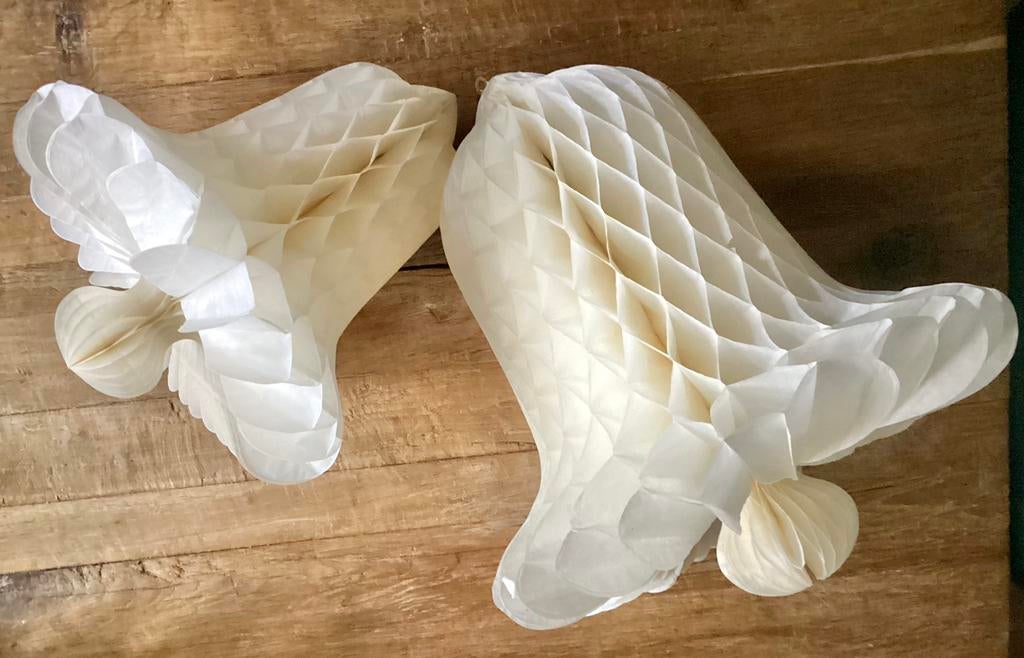 OUDE PAPIEREN KLOKKEN KERST KERSTMIS WIT KLOK, Ophalen of Verzenden