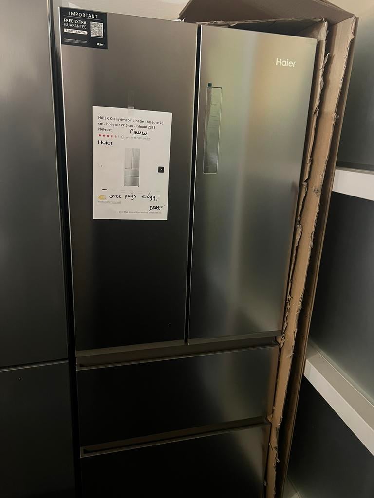 Nieuwe Amerikaanse koelkast Haier.Fabrieksgarantie, 200 liter of meer, 60 cm of meer, Met aparte vriezer, Nieuw