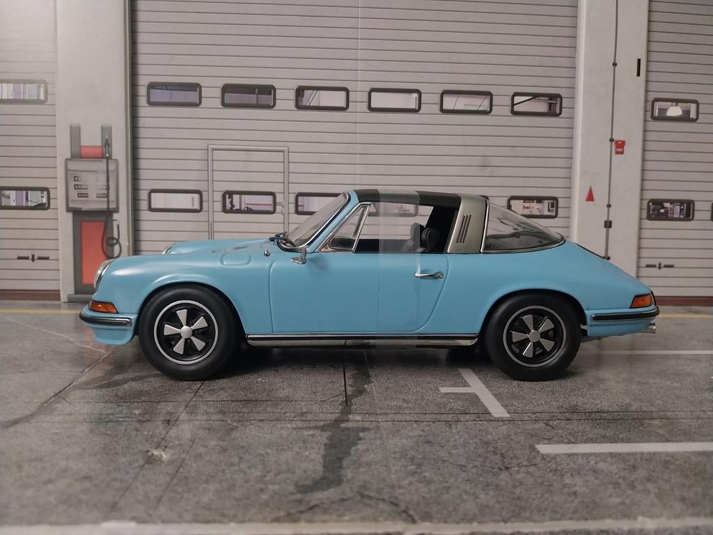 ZELDZAAM : Porsche 911 S targa 1973 babyblauw, Ophalen of Verzenden, Nieuw, Auto, Norev