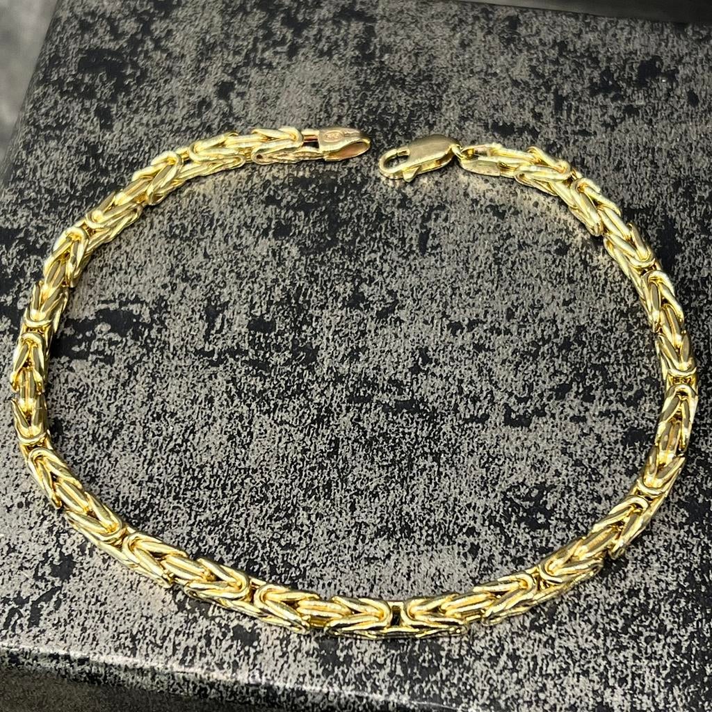 14k gouden armband koningsschakel italy, Ophalen of Verzenden, Nieuw, Goud