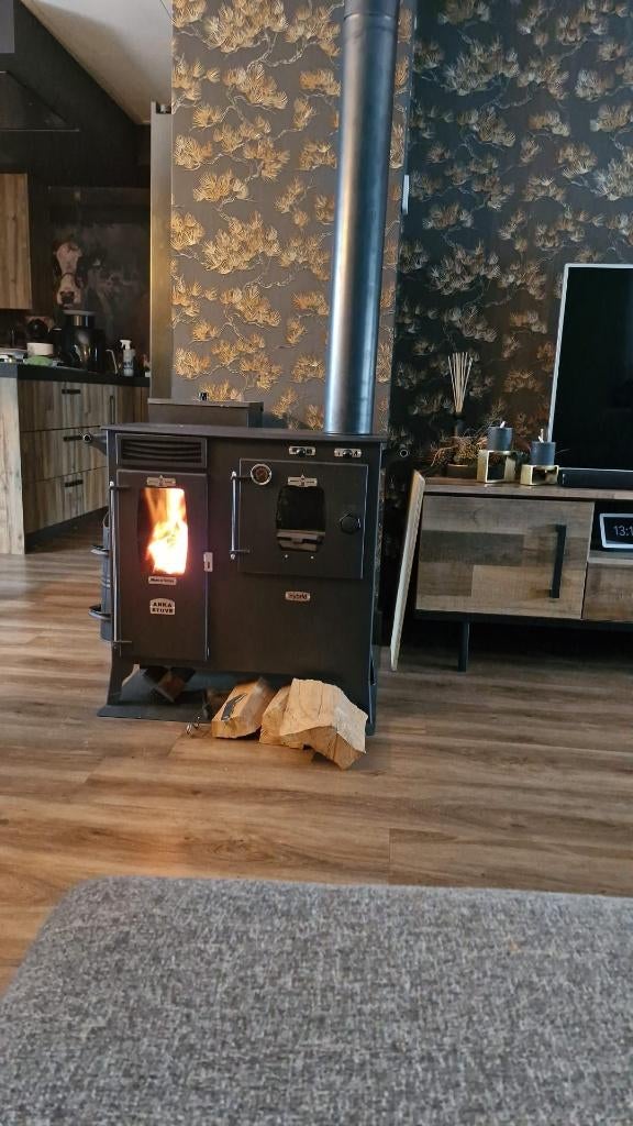 Black Diamond Hybrid Pellet en Hout Kachel met Pizza Oven, Huis en Inrichting, Kachels, Nieuw, Vrijstaand, Pelletkachel, Hout