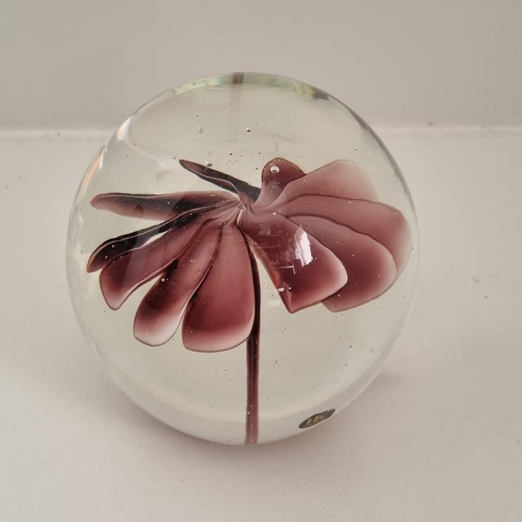 HK Living glazen bol met bloem LARGE grote uitvoering design, Ophalen of Verzenden, Zo goed als nieuw, Binnen