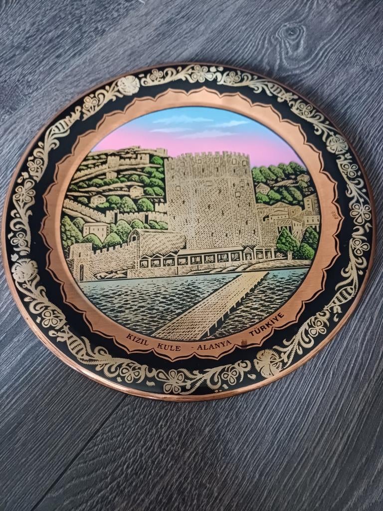 Vintage Alanya Turkije Herdenkingsbord, Ophalen of Verzenden