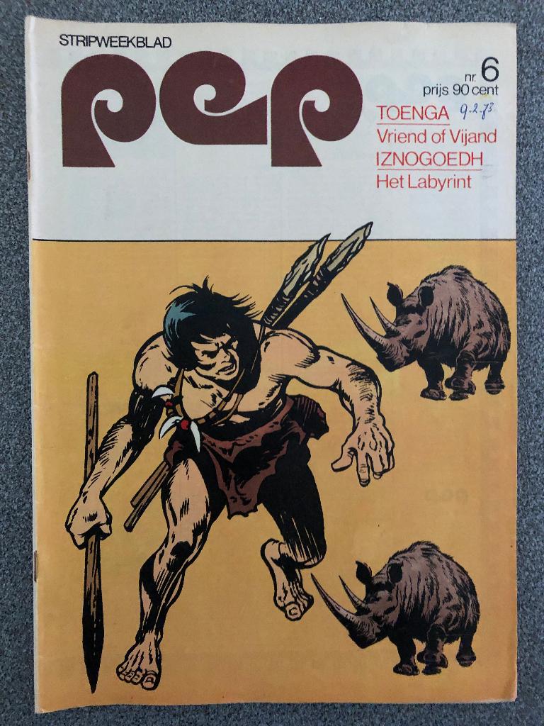 Weekblad Pep 1973 Nr 6, Boeken, Stripboeken, Gelezen, Ophalen of Verzenden, Pep, Eén stripboek