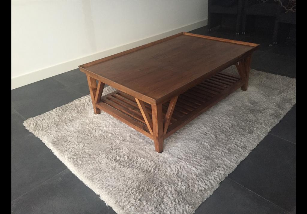 Mahoniehouten salontafel 135x90x48, Ophalen, Gebruikt, 100 tot 150 cm, 50 tot 100 cm