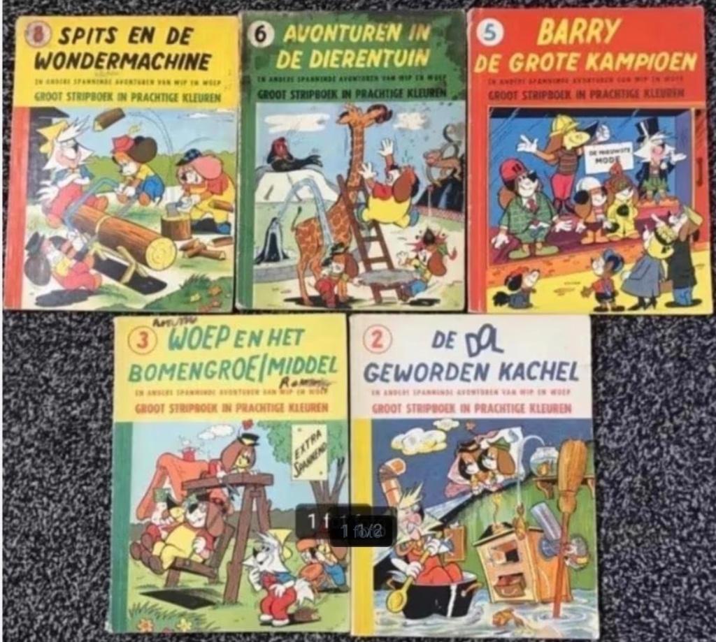 5 delen Wip en Woep uit 1968., Boeken, Stripboeken, Meerdere stripboeken, Ophalen of Verzenden, Gelezen